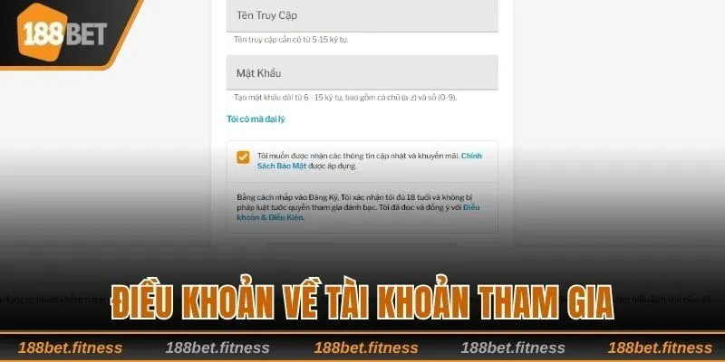 Điều khoản dịch vụ của nhà cái về tài khoản tham gia